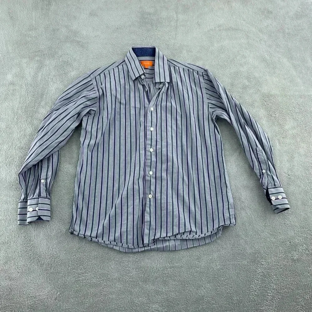 Tallia Mens Striped Button-Up Shirt 16.5" Collar 100% Cotton 4206